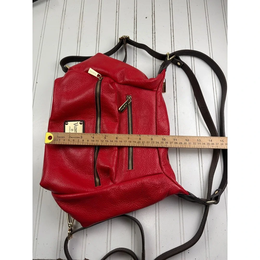Valentina Vintage Y2K Red Pebbled Leather Slouchy Hobo Shoulder Bag Purse